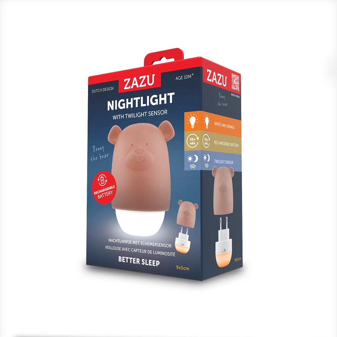Lampa de veghe cu senzor de lumina Benny the Bear, Zazu Kids, Maro
