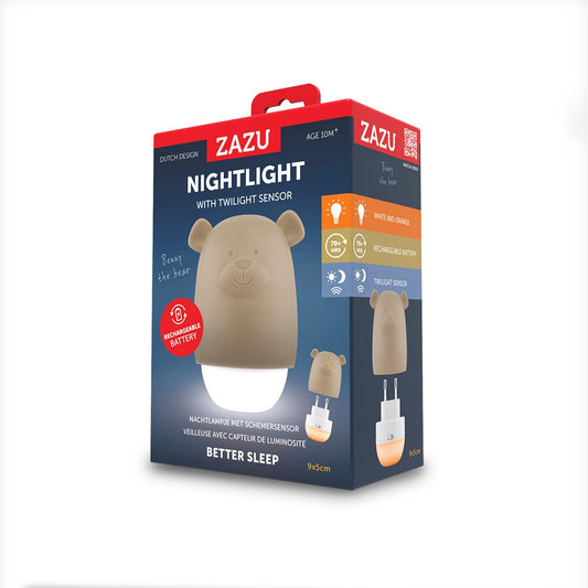 Lampa de veghe cu senzor de lumina Benny the Bear, Zazu Kids, Bej