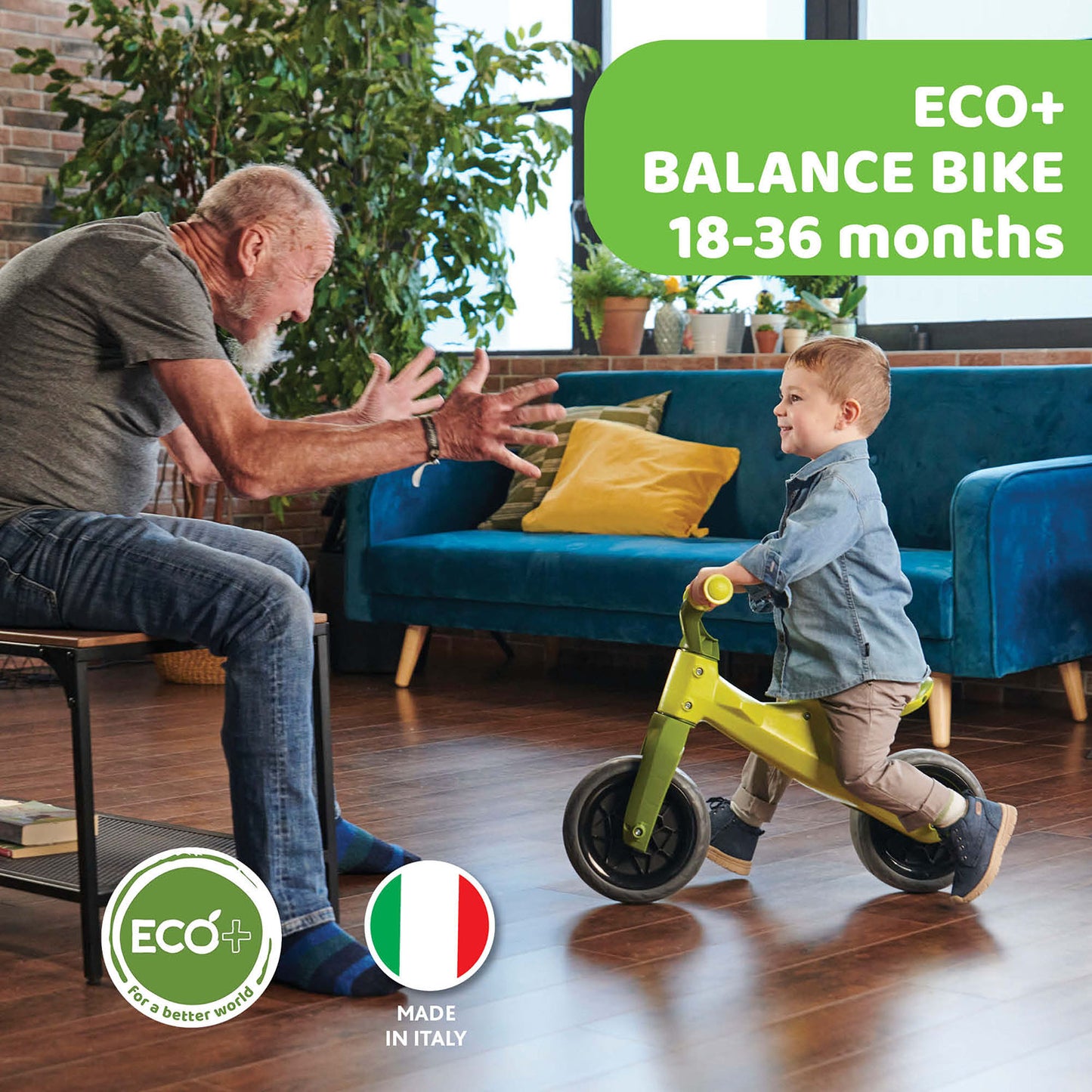 Bicicleta copii Chicco Green Hopper ecologica pentru echilibru, 18luni+