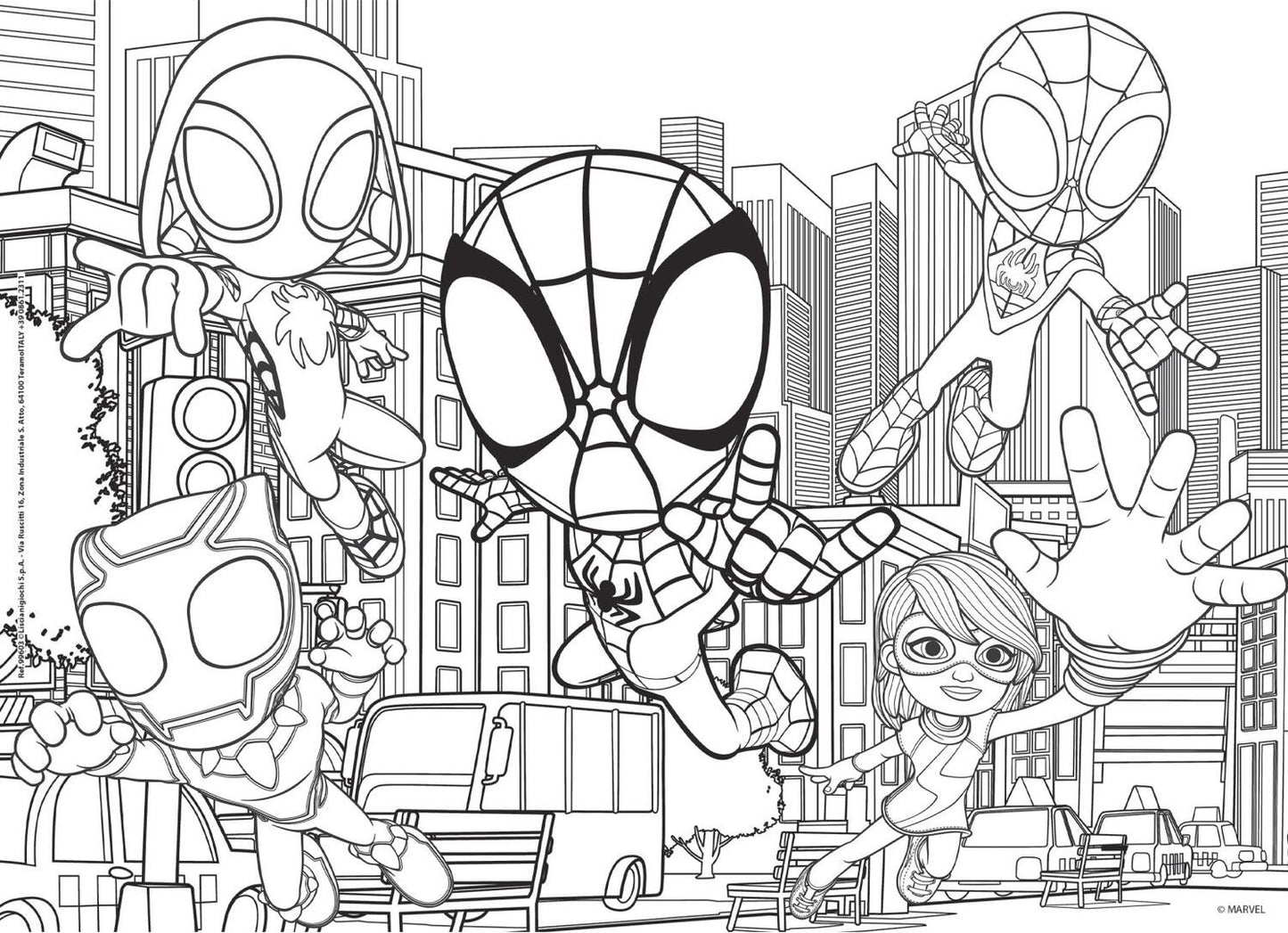 Puzzle de colorat - Paienjenelul Marvel ?i prietenii lui uimitori (24 de piese)