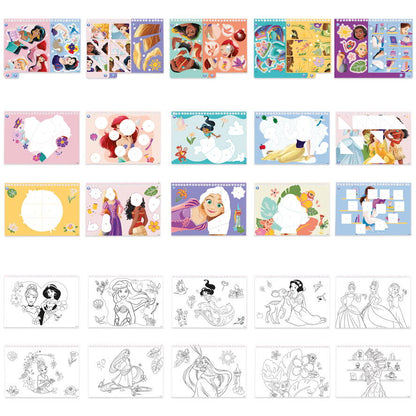 Carte de colorat & abtibilduri cu numere - Disney Princess