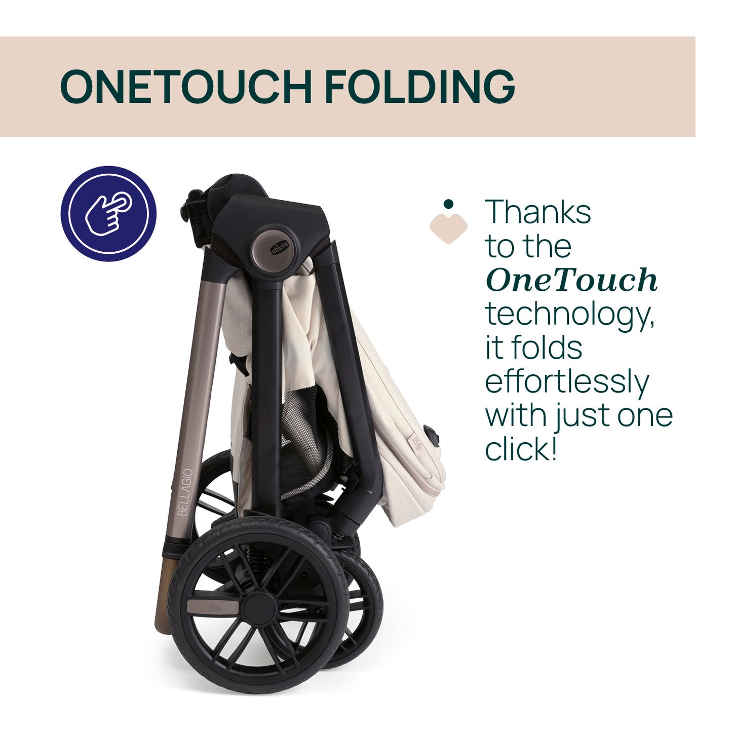 Carucior copii 3 in 1 Chicco Bellagio, Amber Glow (bej deschis), 0luni+