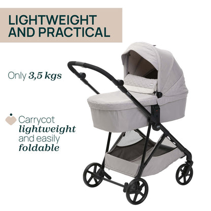 Carucior copii 3 in 1 Chicco Seety, cu scaun auto Kory Plus I-Size, FlorenceBeige (Bej), 0luni+