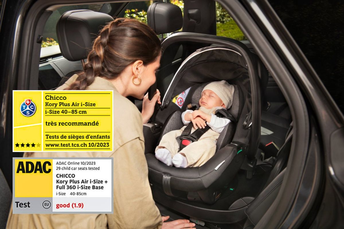 Carucior copii 3 in 1 Chicco Seety, cu scaun auto Kory Plus I-Size, OxFord Blue (Albastru), 0luni+