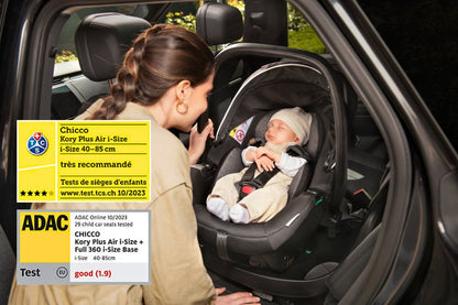 Carucior copii 3 in 1 Chicco Seety, cu scaun auto Kory Plus I-Size, OxFord Blue (Albastru), 0luni+