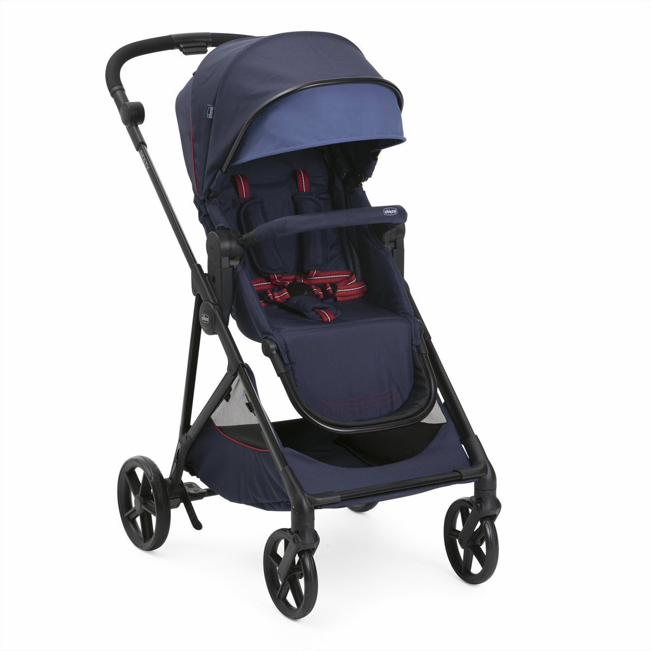 Carucior copii 3 in 1 Chicco Seety, cu scaun auto Kory Plus I-Size, OxFord Blue (Albastru), 0luni+