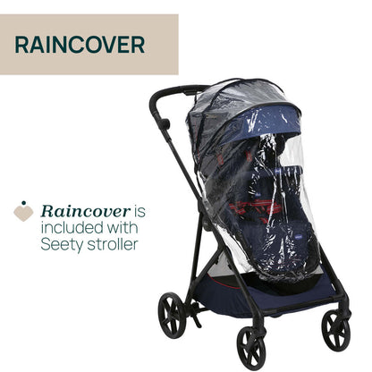 Carucior copii 3 in 1 Chicco Seety, cu scaun auto Kory Plus I-Size, OxFord Blue (Albastru), 0luni+