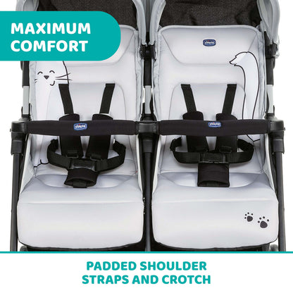 Carucior gemeni Chicco Ohlala, Silver Cat (Gri), 0luni+