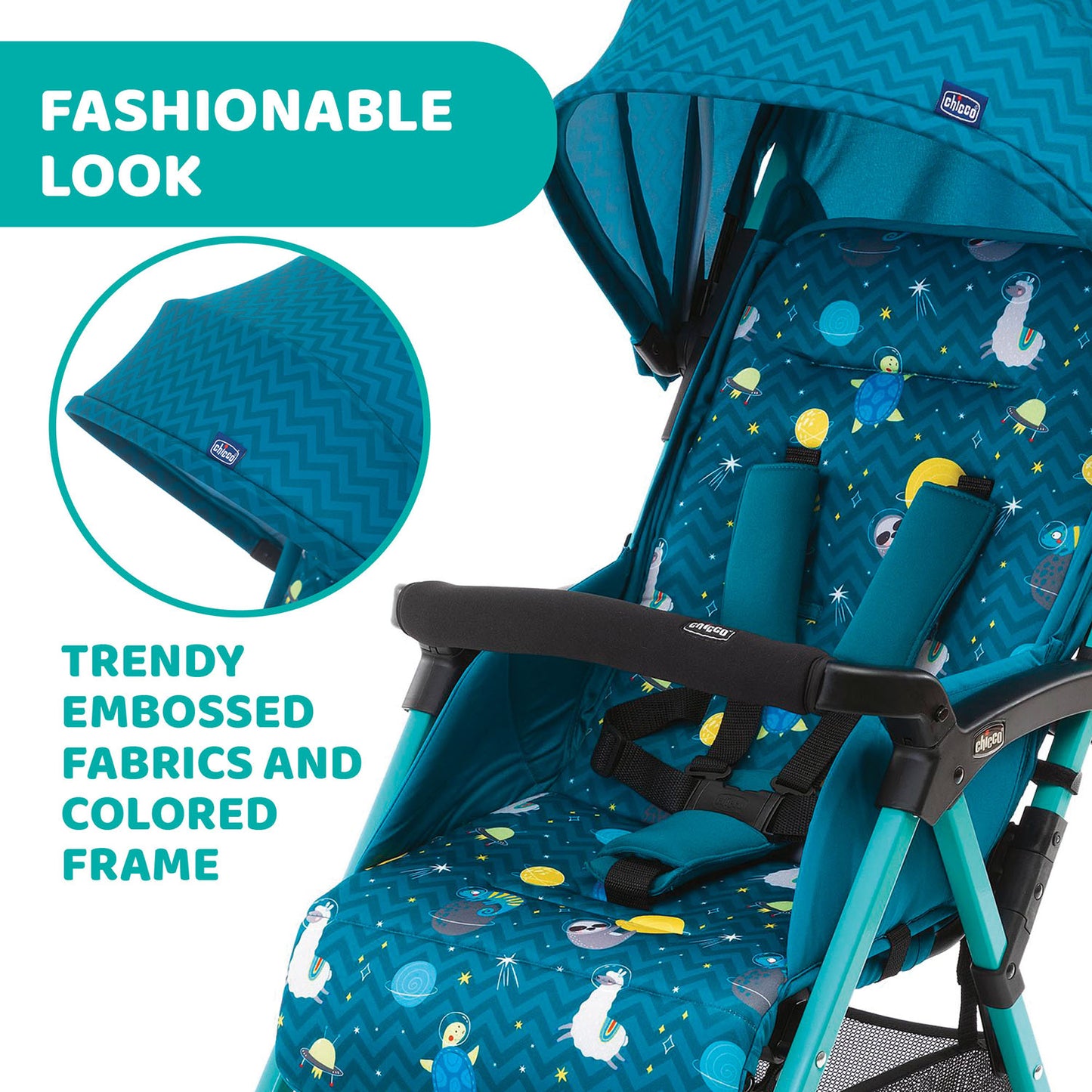 Carucior sport Chicco Ohlala 3, Sloth In Space (Albastru), 0luni+