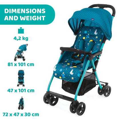 Carucior sport Chicco Ohlala 3, Sloth In Space (Albastru), 0luni+