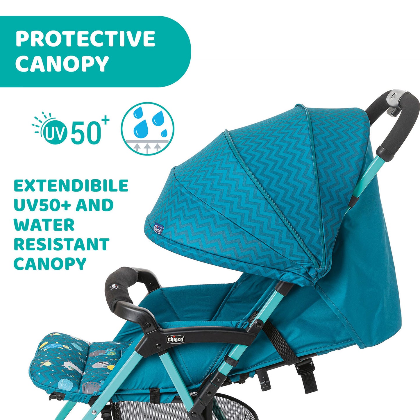 Carucior sport Chicco Ohlala 3, Sloth In Space (Albastru), 0luni+