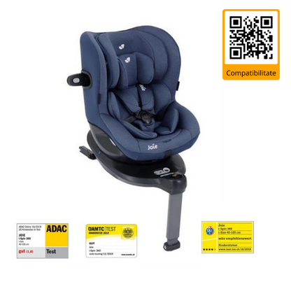 Joie - Scaun auto i-Spin 360° Deep Sea, 40-105 cm, testat ADAC si certificat R129