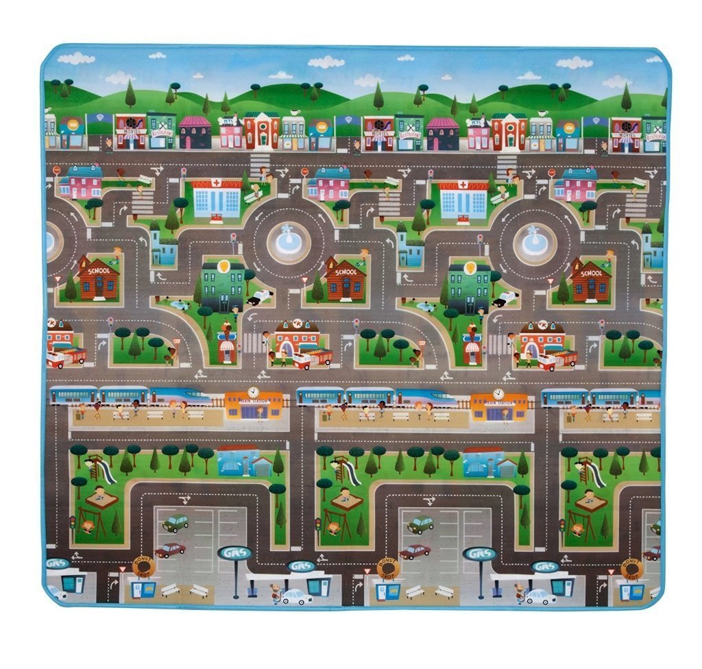 Covoras de Joaca cu Doua Fete pentru Copii Prince Lionheart City / Dinosaur