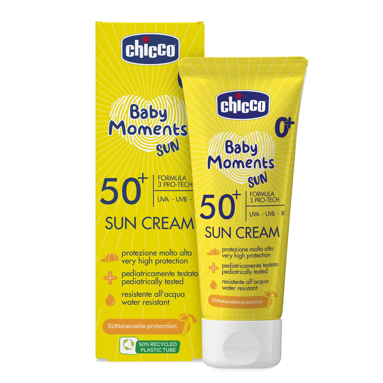 Crema protectie solara Chicco Baby Moments SPF 50+, 75 ml, 0 luni+