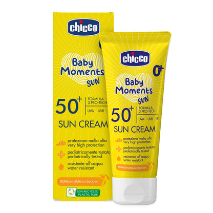 Crema protectie solara Chicco Baby Moments SPF 50+, 75 ml, 0 luni+