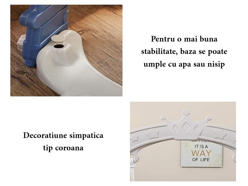 Tobogan MyKids cu leagan, cos de baschet Castel L-AFE03 Blue