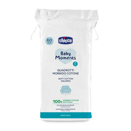 Dischete bumbac Chicco Baby Moments Baby Skin pentru igiena zilnica, 60buc, 0luni+