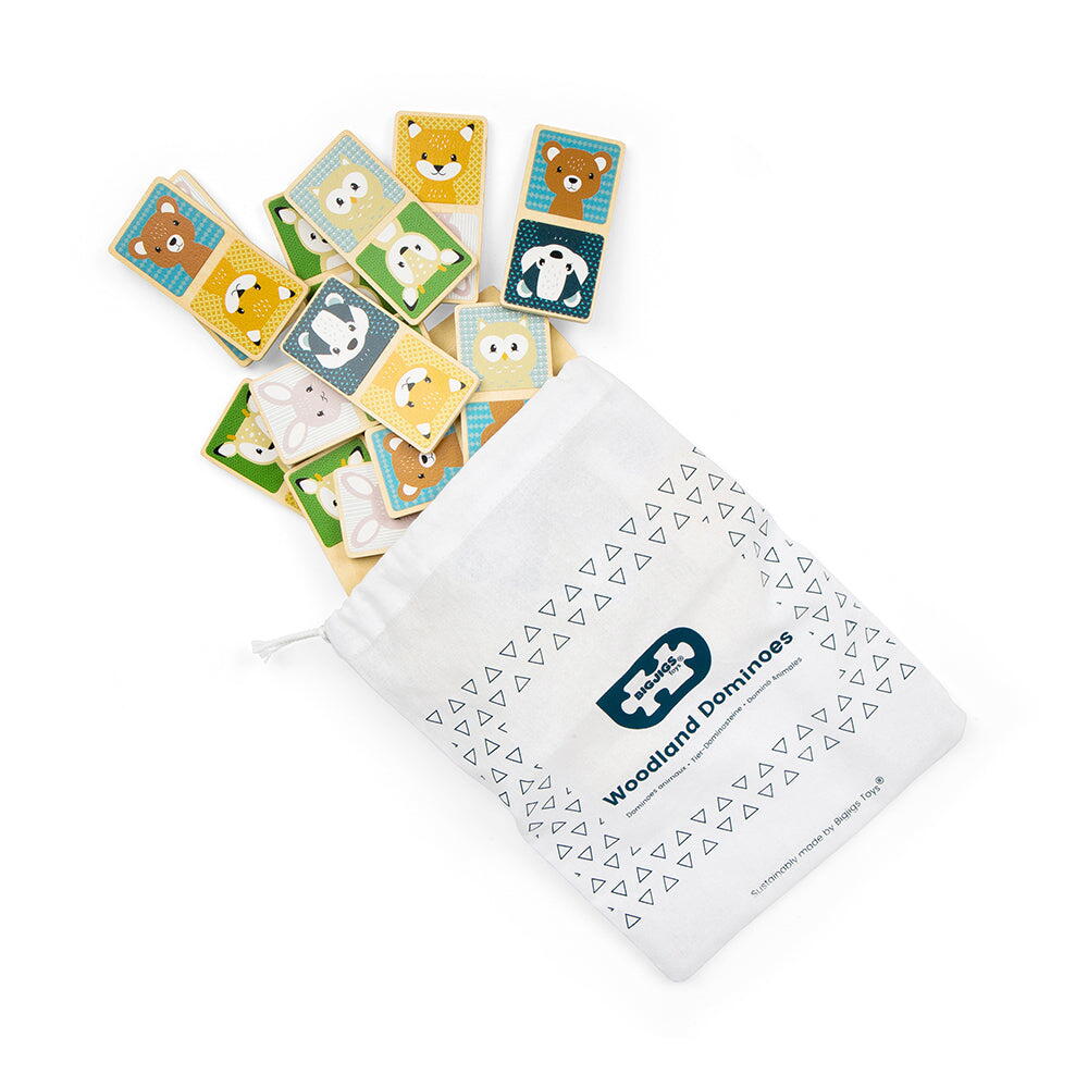 Domino din lemn - Animalute din padure (pastel)