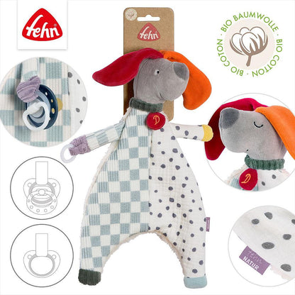 Jucarie cu inel pentru suzeta  - Catelus NATUR