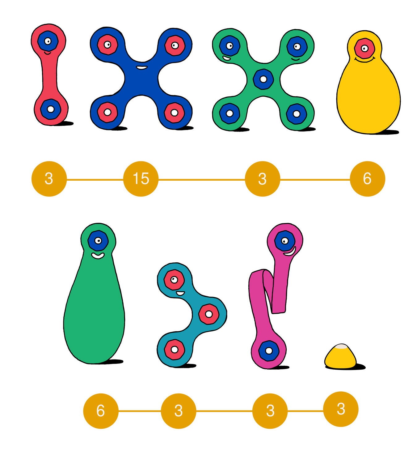 Clixo® joc magnetic de construit - Curcubeu (42 piese)