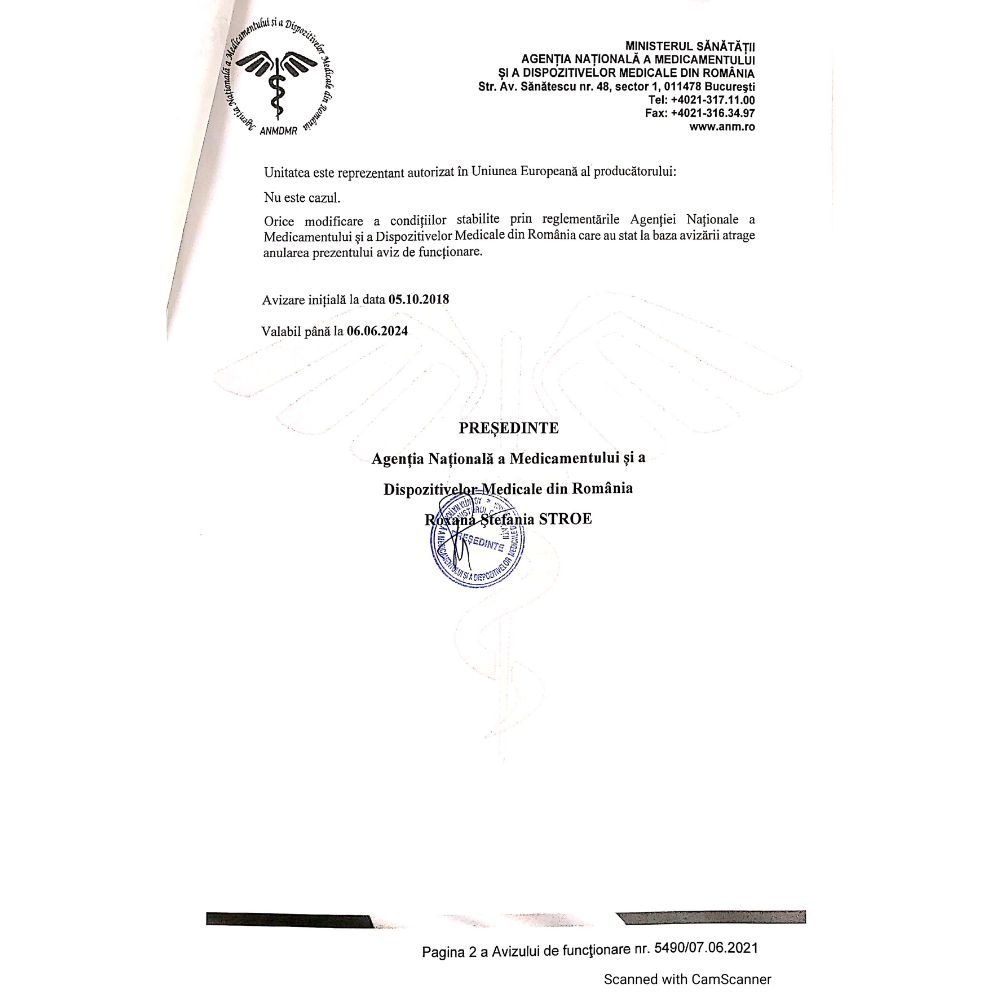 Pulsoximetru pentru deget, Certificat Medical