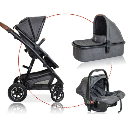 BabyGo - Carucior 3 in 1 Simplex, Grey Melange