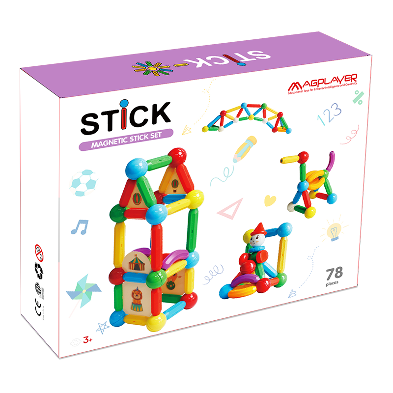 Set de constructie magnetic - STICK (78 piese)