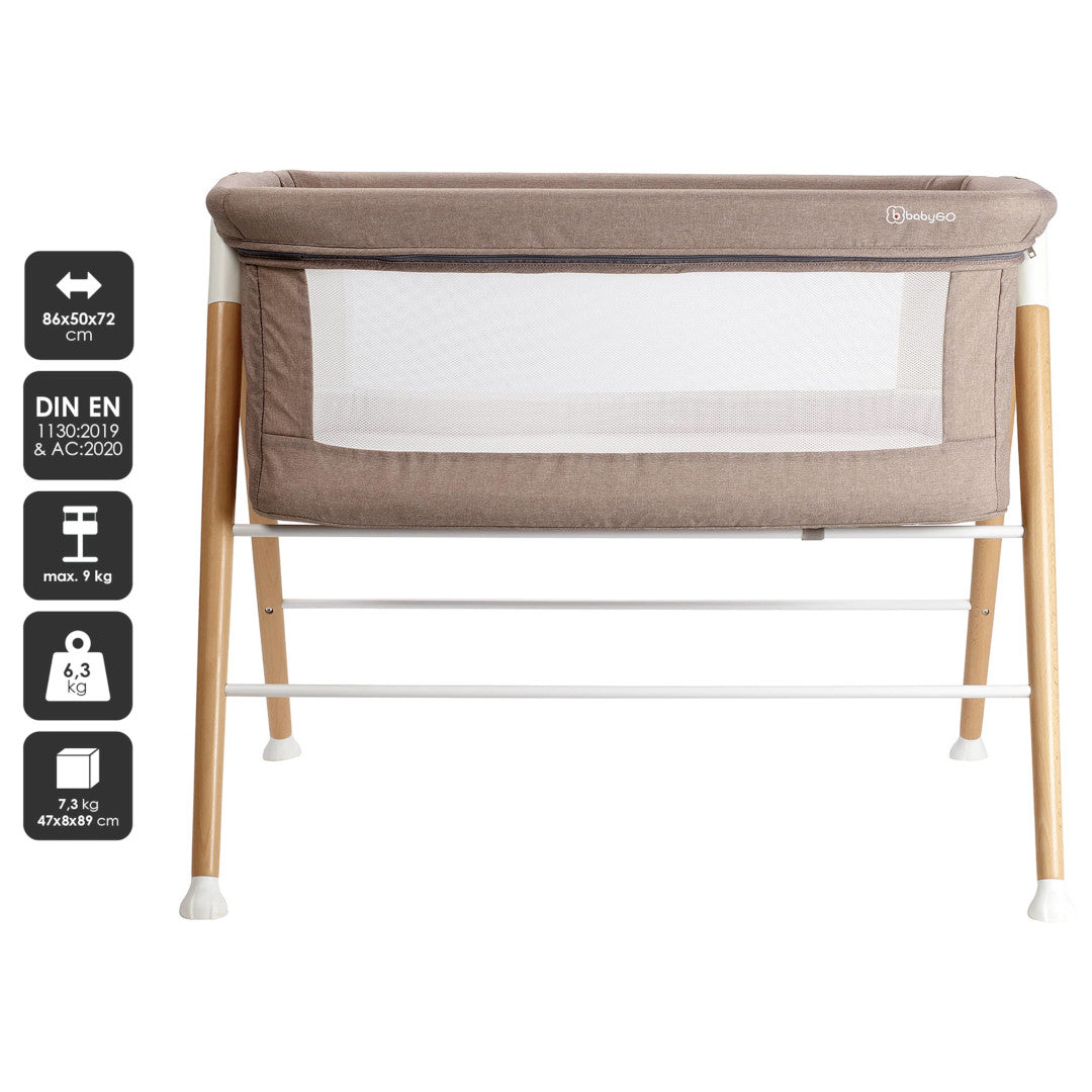 BabyGo - Patut cu cadru din Lemn Goodnight Beige