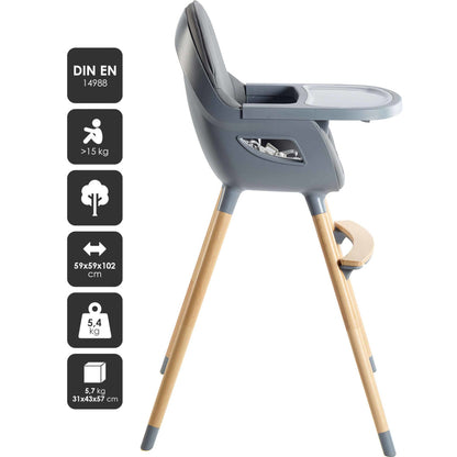 BabyGo - Scaun de masa transformabil Scandi Grey