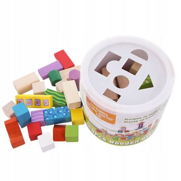 Cuburi din lemn Ecotoys (50 bucati)
