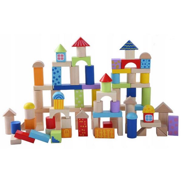 Cuburi din lemn Ecotoys (50 bucati)