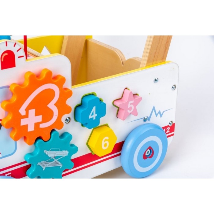 Antemergator educational din lemn ECOTOYS 2 in 1 Ambulanta HM015524
