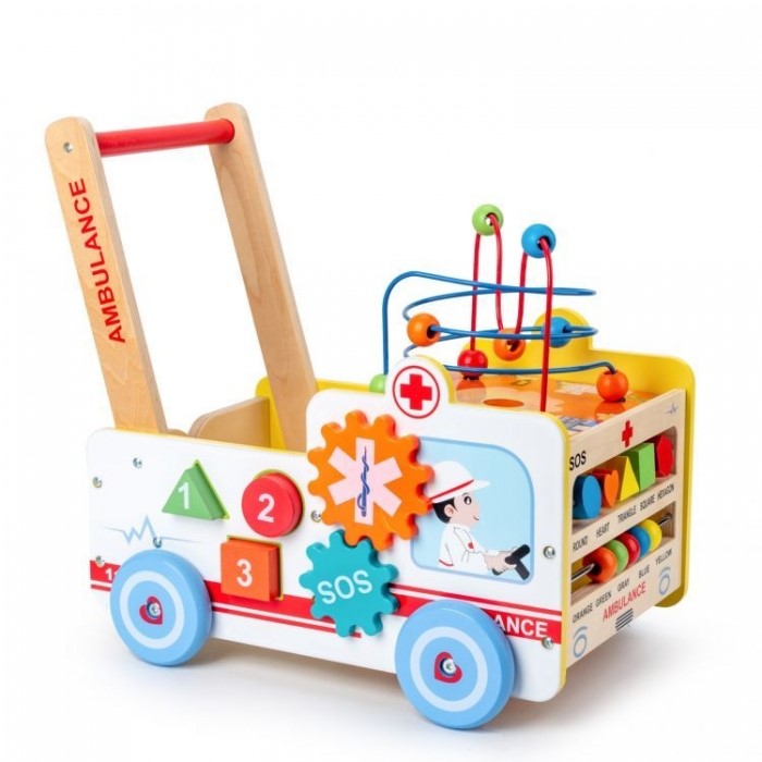 Antemergator educational din lemn ECOTOYS 2 in 1 Ambulanta HM015524