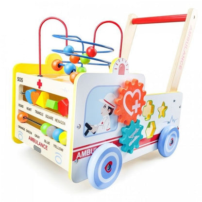 Antemergator educational din lemn ECOTOYS 2 in 1 Ambulanta HM015524