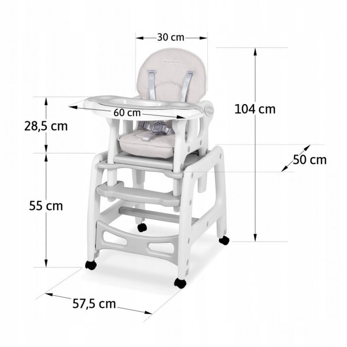 Scaun de masa 5 in 1 Ricokids Sinco - Gri