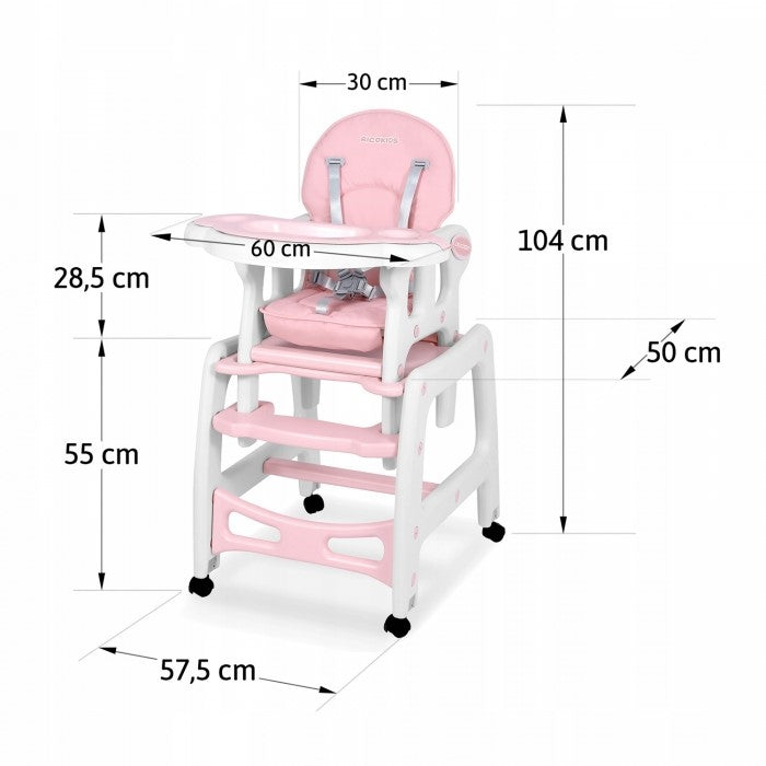 Scaun de masa 5 in 1 Ricokids Sinco - Roz