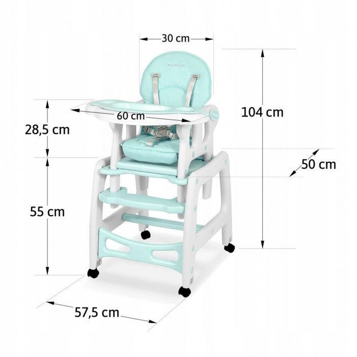 Scaun de masa 5 in 1 Ricokids Sinco - Turcoaz