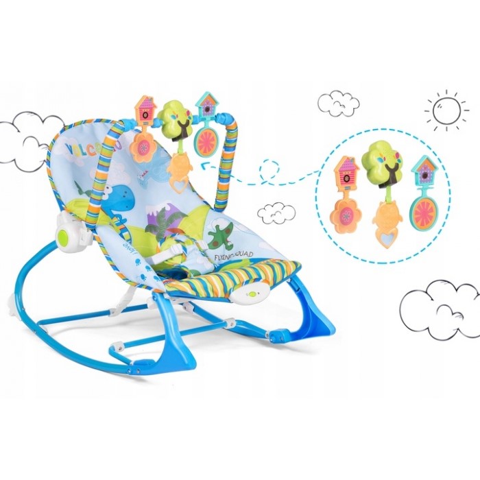 Balansoar multifunctional cu vibratii si muzica Ricokids 7302 - Albastru
