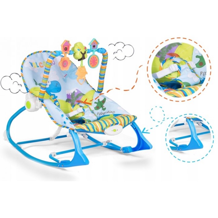 Balansoar multifunctional cu vibratii si muzica Ricokids 7302 - Albastru