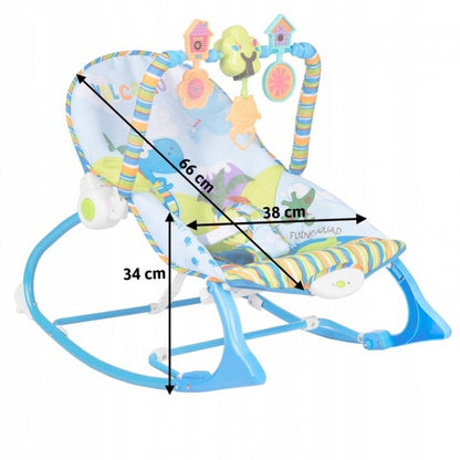 Balansoar multifunctional cu vibratii si muzica Ricokids 7302 - Albastru