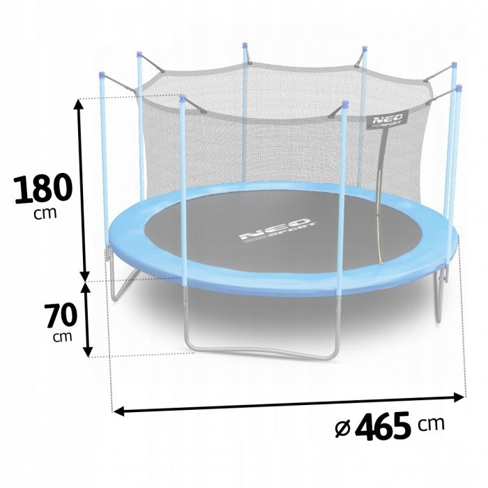 Trambulina de gradina cu plasa interioara, stalpi si scara 465 cm (15FT) Neo-Sport NS-15W181 - Albastru