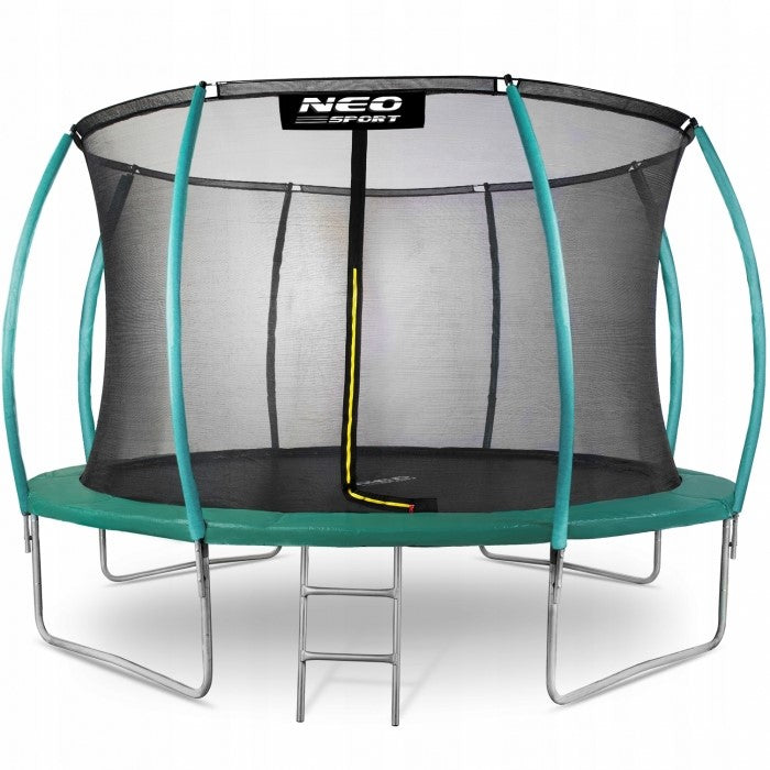 Trambulina de gradina cu plasa interioara, stalpi si scara 435 cm (14FT) Neo-Sport NS-14C181 - Verde