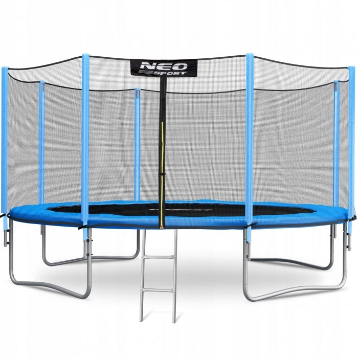 Trambulina de gradina cu plasa exterioara, stalpi si scara 374 cm (12FT) Neo-Sport NS-12Z181 - Albastru