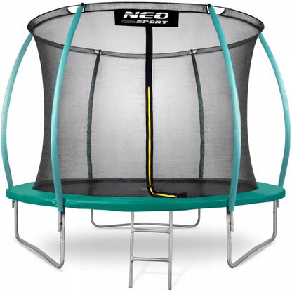 Trambulina de gradina cu plasa interioara, stalpi si scara 312 cm (10FT) Neo-Sport NS-10C181 - Verde