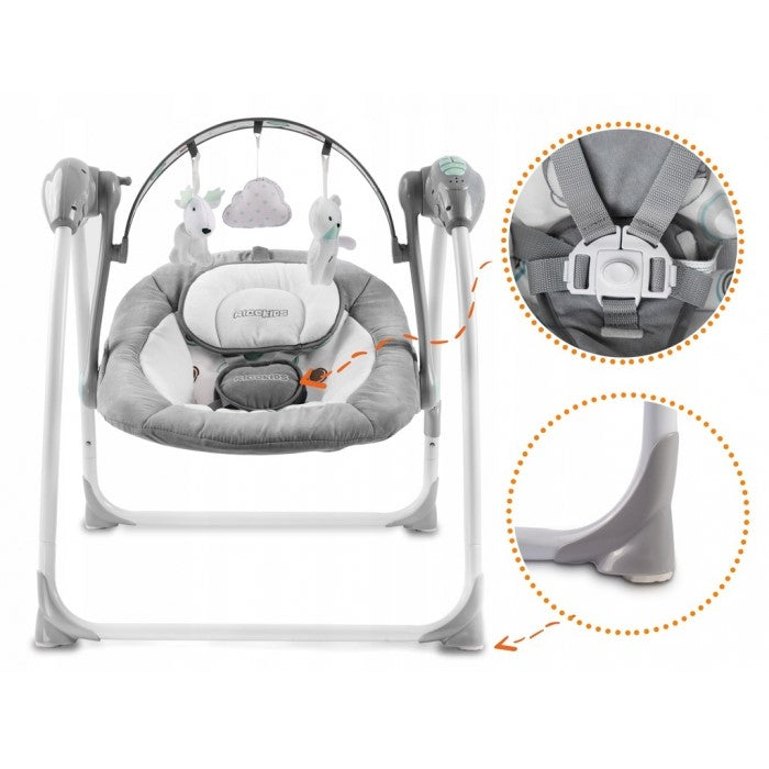 Leagan electric cu muzica Ricokids 7321 - Gri