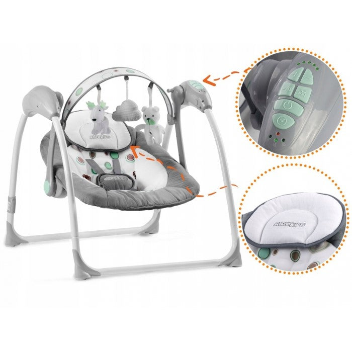 Leagan electric cu muzica Ricokids 7321 - Gri