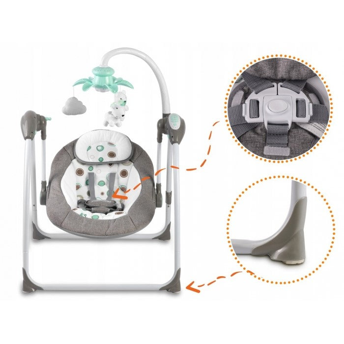 Leagan electric cu muzica Ricokids Premium 7322 - Gri