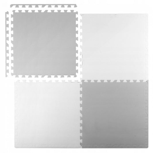 Salteluta de joaca 120 x 120 cm Ricokids 7480 - Alb - Gri - Resigilat (Unul dintre cele patru elemente este taiat)