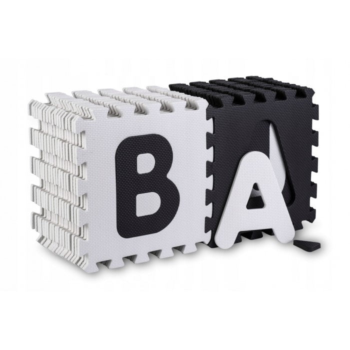 Salteluta de joaca 180 x 180 cm cu litere si cifre Ricokids 7493 - Alb - Negru