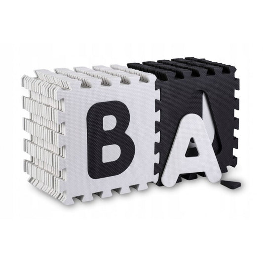 Salteluta de joaca 180 x 180 cm cu litere si cifre Ricokids 7493 - Alb - Negru